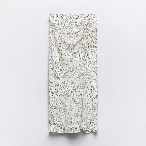 ZARA RUCHED DOTTED MIDI SKIRT - Picture 4 of 8